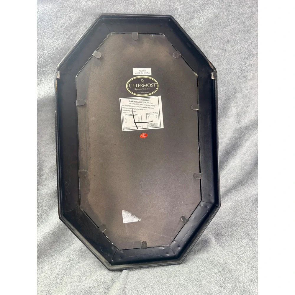 Uttermost Custom Upcycle Octagon Wall Mirror Black Cat Beveled‎ Bronze 22x14